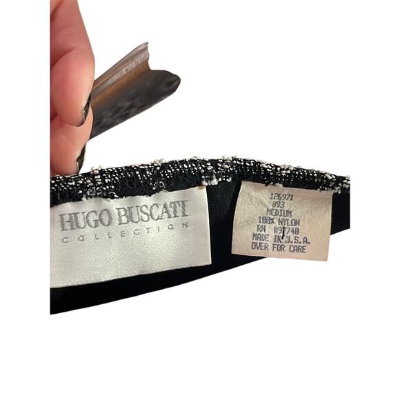 Vintage Hugo Buscati Black Beige  Heart Patterned Knit Bodycon Dress Size Medium - Picture 4 of 4